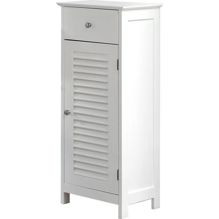 Saphir Unterschrank Quickset 928 Badschrank mit 1 Tür, 1 Schublade, 1 Einlegeboden, Weiß Badezimmer-Unterschrank 32 cm breit, Knopfgriffe, Landhaus-Stil – Bild 4