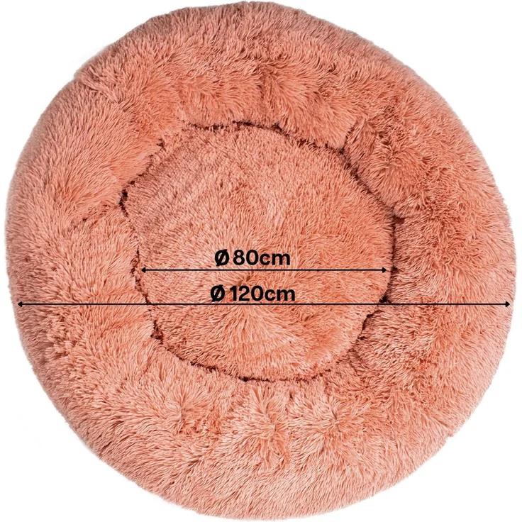 lionto Donut Hundebett, rundes Hundesofa mit Plüschbezug & Anti-Rutsch-Noppen, weich & gemütlich, 120 cm Durchmesser, rosa – Bild 5