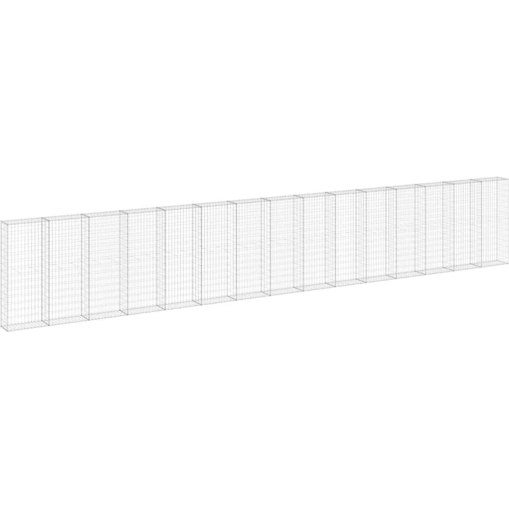 vidaXL Gabionenwand mit Abdeckung Verzinkter Stahl 900 x 30 x 150 cm 147818 – Bild 2