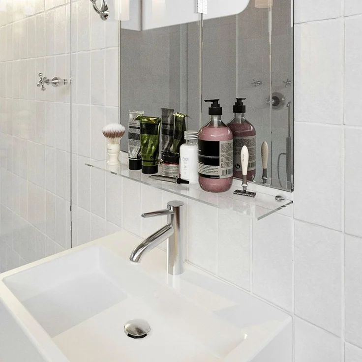 HOOZ Wandregal aus Sicherheitsglas mit Halterung - Klarglas - 50 x 13 x 0,6 cm, 1-tlg, mit geschliffenen Kanten – Bild 3