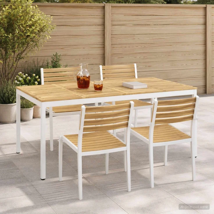 vidaXL Gartentisch NAARDEN Weiß 196 x 100,5 x 75 cm Massivholz Akazie 3394427 – Bild 1