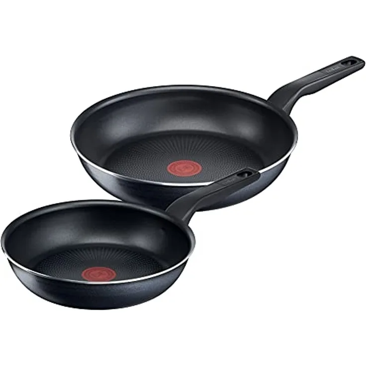 Tefal C38590 XL Force 2-teiliges Pfannenset 24/28 cm, Antihaftpfanne mit Thermo-Signal, langlebig und robust für Gas- und Elektroherde, Diffusion-Pfannenboden, Titanbeschichtung, pflegeleicht, nicht induktionsgeeignet