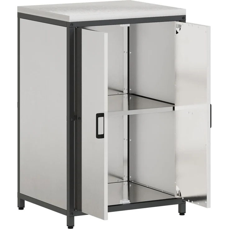 vidaXL Küchenaufbewahrung mit Regal Silber 60 x 50 x 92 cm Stahl 874993 – Bild 5