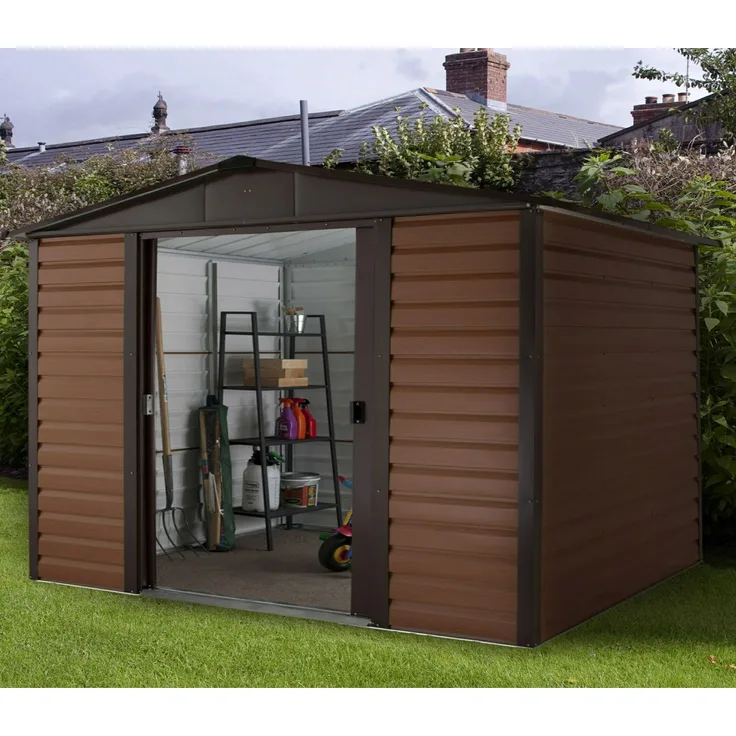 Yardmaster Metall-Gerätehaus "Konstanz 1012", braun, 10,46 m²,mit Bodenrahmen