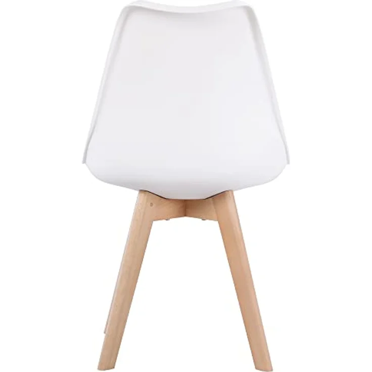 EGGREE 4er Set Esszimmerstühle mit Massivholz Buche Bein, Retro Design Gepolsterter Stuhl Küchenstuhl Holz, Weiß – Bild 11