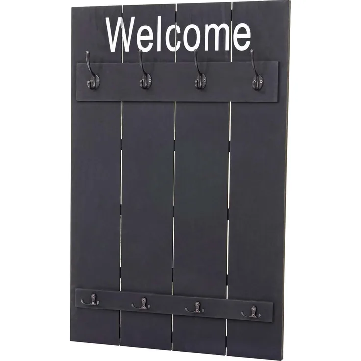 MCW Wandgarderobe, Shabby-Look, Grau, Holz, 60x90x8 cm, 8 Haken, kombinierbar mit Shabby-Serie C89
