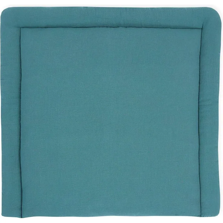KraftKids Wickelauflage in Musselin nilblau, Wickelunterlage 78x78 cm (BxT), Wickelkissen