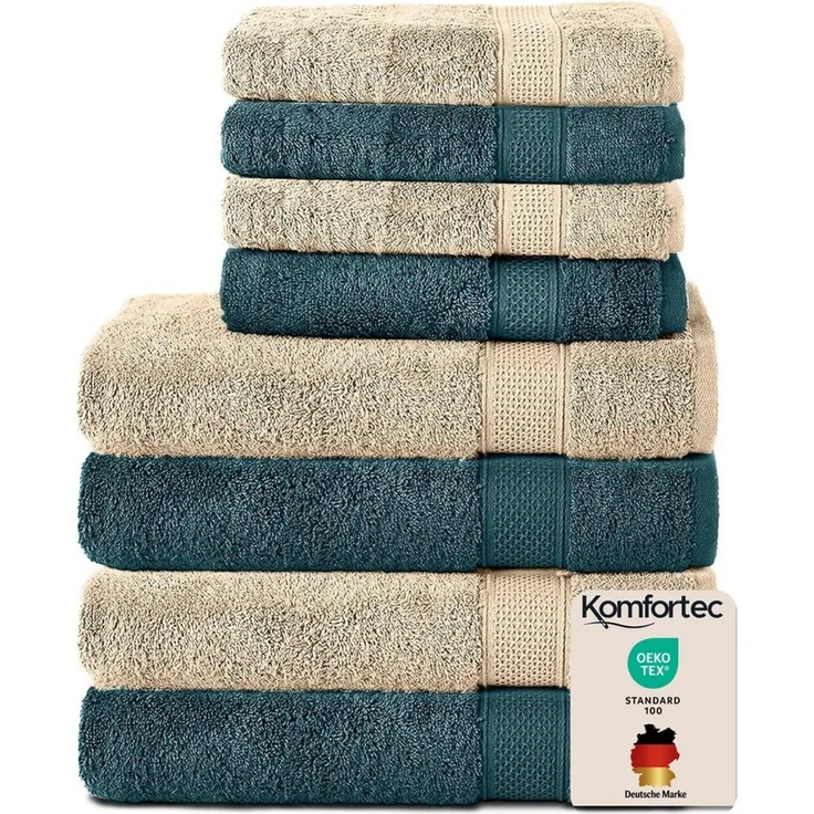 Komfortec Handtuch Set aus 100% Baumwolle, 4 Handtücher 50x100 cm und 4 Badetücher 70x140 cm, Frottee (Packung, 8-St), Duschtücher & Badehandtuch, Weich, Towel, Groß – Bild 1