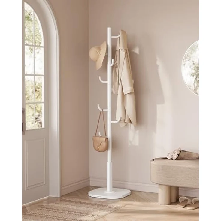 SONGMICS HOME Garderobe in Kaktus-Form, Kleiderständer, freistehende Garderobe, 8 Haken mit nach oben gebogenen Enden, 175,3 cm hoch, für Kleidung, Hüte, Taschen, wolkenweiß – Bild 2