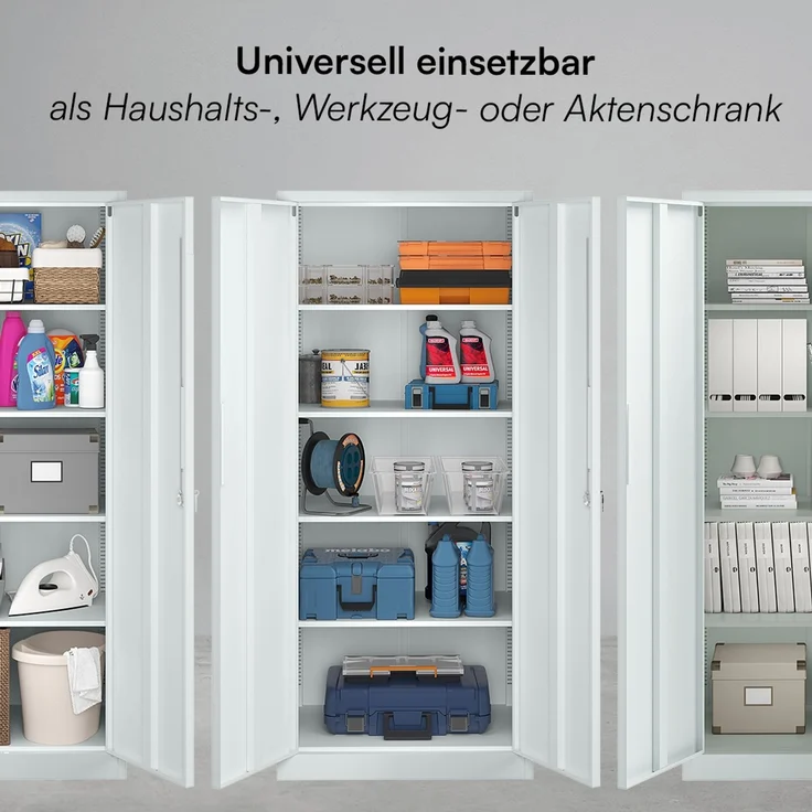 STEELSØN 'Regulus' Aktenschrank, Metall, grau, 175x40x80 cm, abschließbar, Metallschrank mit 5 Fächern, geeignet als Werkzeugschrank – Bild 7