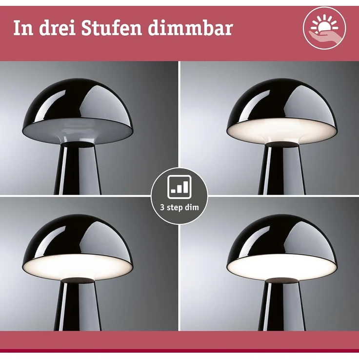 Paulmann 'Onzo' LED Akkuleuchte Dim-Touchfunktion, Kunststoff schwarz, Höhe 28,2 cm – Bild 11