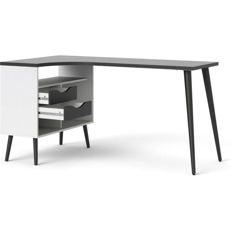 Eckschreibtisch NAPOLI Bürotisch Computertisch Arbeitstisch schwarz/weiß