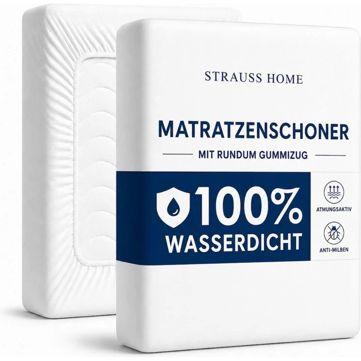Matratzenschutzbezug Matratzenauflage mit Rundum Gummizug - Wasserdicht – Atmungsaktiv Strauss Home, – Nässeschutz, Inkontinenzunterlage Waschbar, Anti Milben – Bild 1