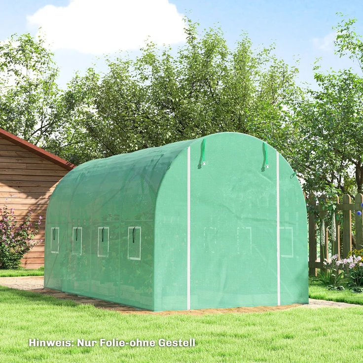 Outsunny Gewächshausfolie, PE, Grün, 400L x 200B x 200H cm – Bild 7