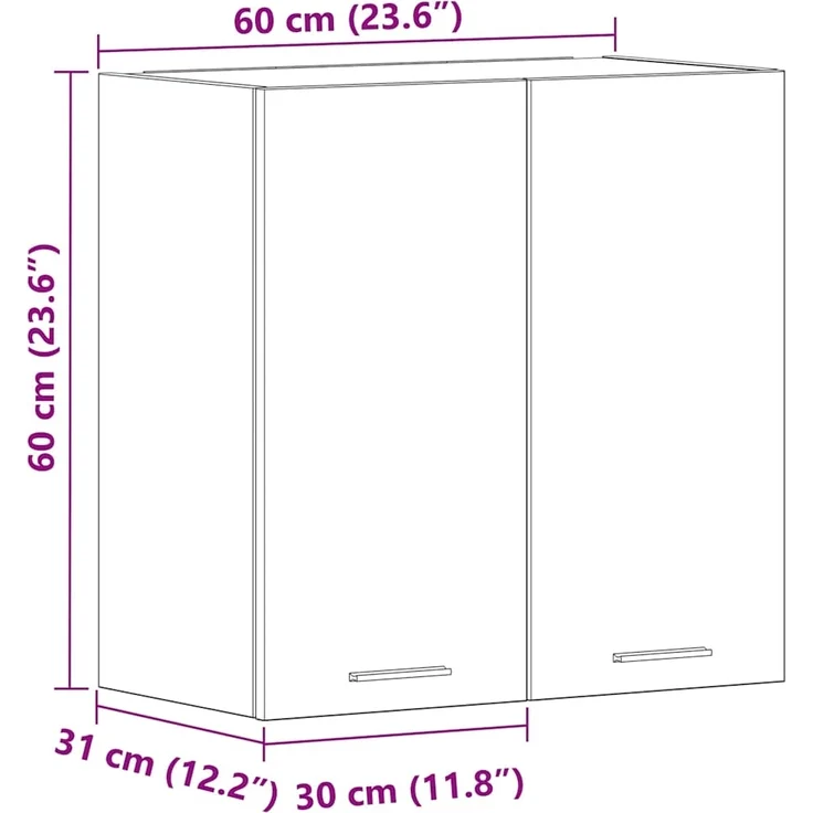 vidaXL 'Lyon' Küchenwandschrank, Holzwerkstoff Altholz-Optik, 60x31x60 cm – Bild 10