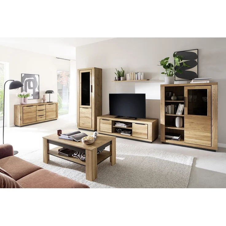 Sideboard >GRENO< in Wildeiche geölt, Wildeiche teilmassiv - 163x80x40cm (BxHxT) – Bild 9