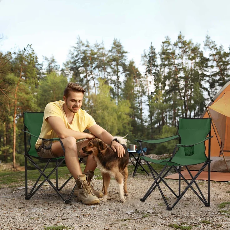Sunula Campingstuhl Faltbar Anglerstuhl Ultraleicht Faltstuhl mit Armlehnen, mit Getränkehalter, mit Tragetasche, bis max. 100 kg, Grün – Bild 2
