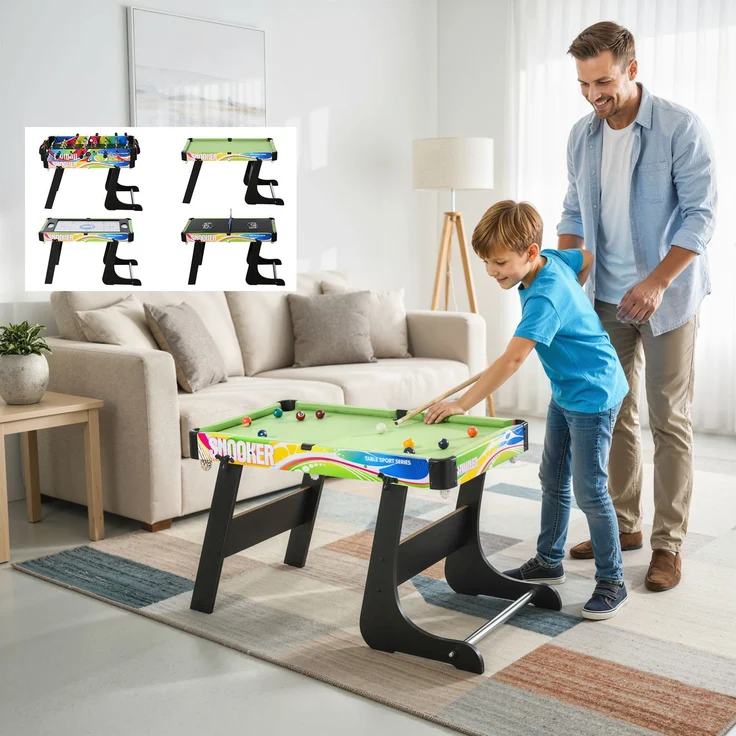 MELAYR, Mini-Klapp-Multispieltisch 4 in 1 mit Tischfußball, Eishockey, 86 x 5 x 43 cm, Bunt – Bild 3