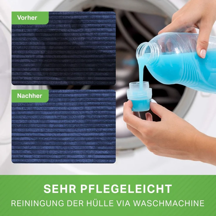 Green Bean® Sitzsack mit Hocker aus Cord - Sitzsäcke für das Wohnzimmer, Schlafzimmer, Sitzsack-Sessel für Erwachsene Dunkelblau – Bild 9