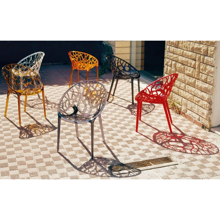 2er Set Stapelstuhl DENVER - Kunststoff Transparent 59x60x80 cm | Stapelstühle Esszimmerstühle Gartenstuhl Stapelbar Stühle Garten Esszimmer Gewölbte – Bild 7