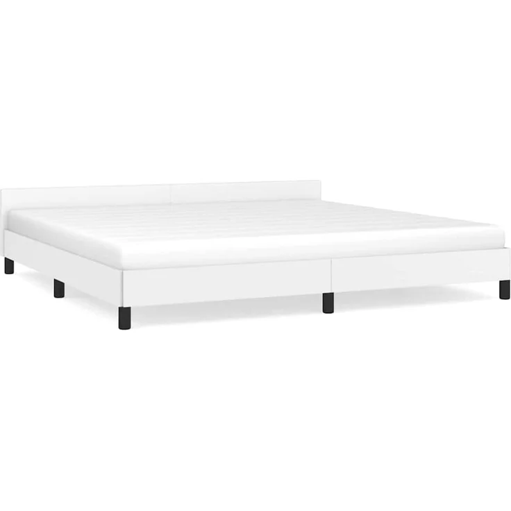 Doppelbett, Bettgestell Modernen mit Kopfteil ohne Matratze Weiß 200x200 cm d1052e – Bild 1