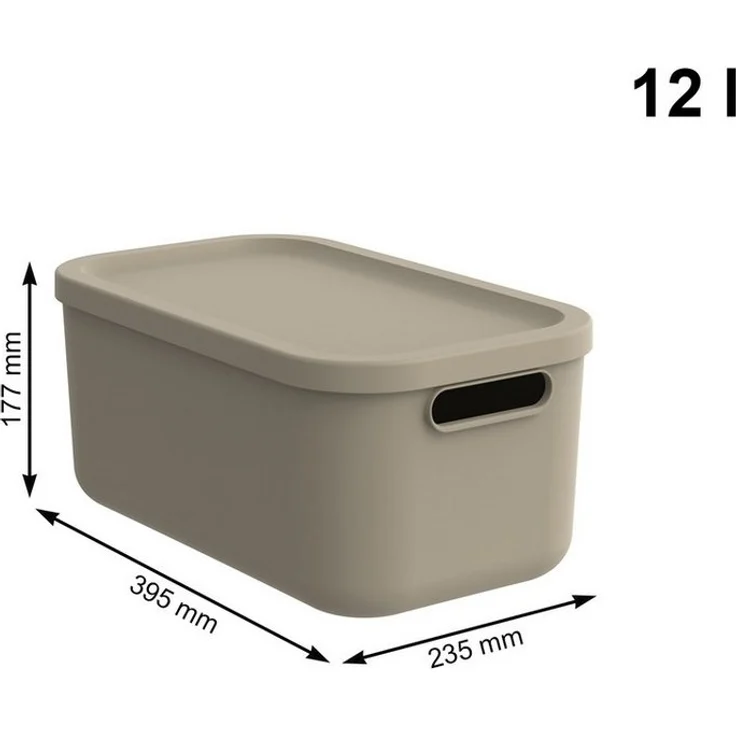 ROTHO Stapelbox Albula Light Set 5tlg. 4x 12l und 55l Aufbewahrungsboxen mit Deckel (5-teilig, Boxen-Set), Kisten stapelbar und mit Grifföffnungen – Bild 2