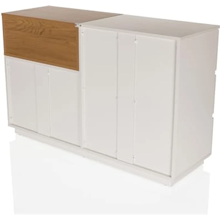 hjh LIVING Sideboard mit 5 Schubladen 120 x 40 x 76 cm MELMO S Schubladenkommode im skandinavischen Stil, griffloses Design, Weiß/Eiche – Bild 10
