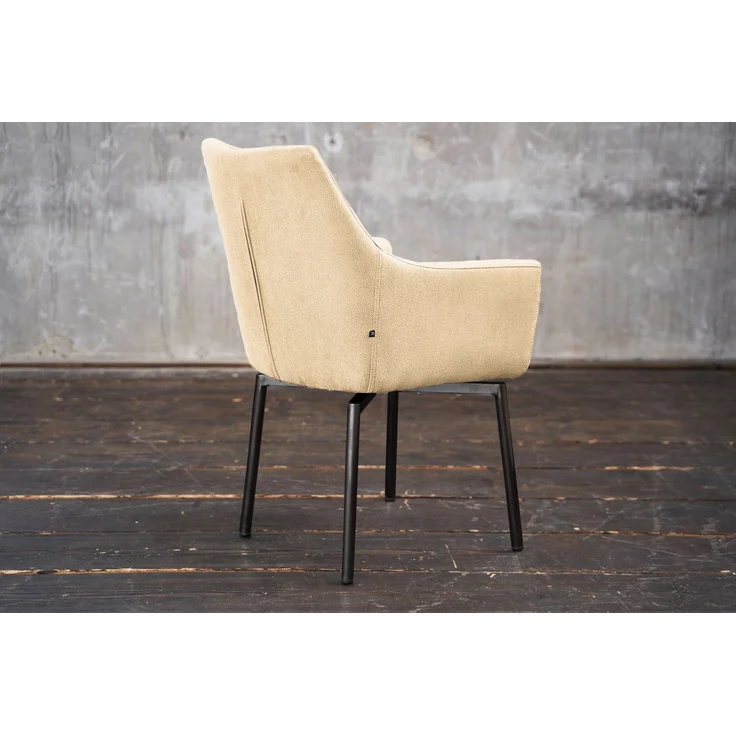 Stuhl Cali Sessel Microfaser Esszimmerstuhl creme Füße matt-schwarz 88.5 x 61 x 56 cm – Bild 5