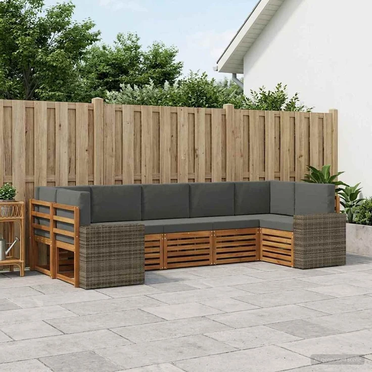 vidaXL Outdoor-Sofagarnitur 7 stk. 7-Sitzer Natur und Anthrazit 3384818 – Bild 1