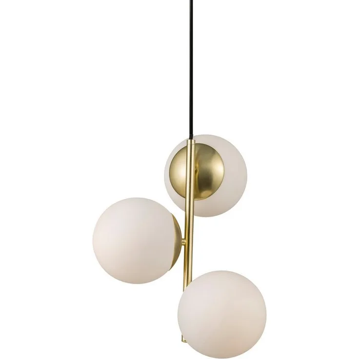 Hängelampe mit 3 Kugeln opal messing Nordlux Lilly E14