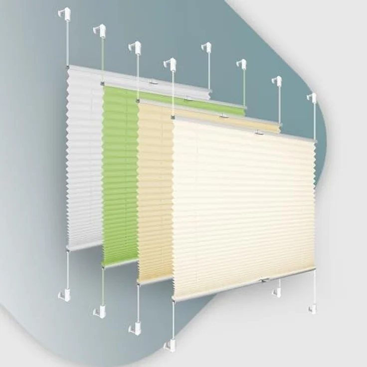Plisseerollo ohne Bohren Klemmfix 110x130 cm(BxH) Beige Jalousie Sonnenschutz Easyfix Faltrollo Lichtdurchlässig Rollo für Fenster & Tür – Bild 1