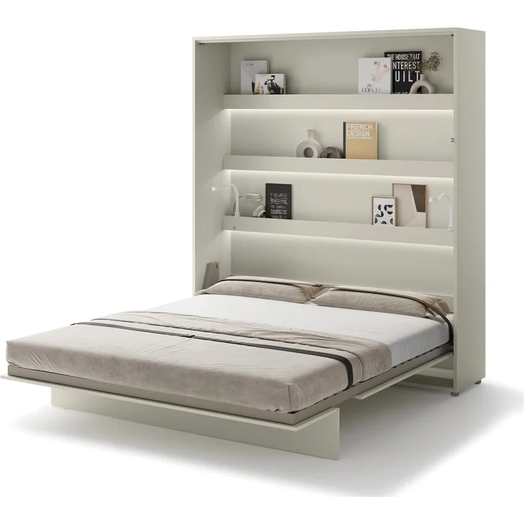 MEBLINI Schrankbett Bed Concept - BC-13 - 180x200cm Vertikal - Kaschmir mit Matratze - Wandbett mit Lattenrost - Klappbett mit Schrank - Wandklappbett - Murphy Bed - Bettschrank – Bild 1