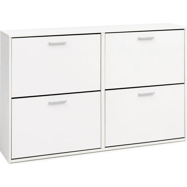 Wohnling Schuhschrank Holz Weiß 4 Fächer