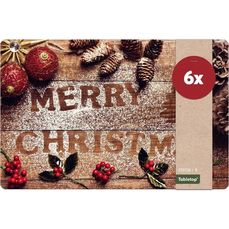 matches21 HOME & HOBBY Platzset Abwaschbare Tischsets 6er Set Weihnachten Merry Christmas, (6-St), Platzsets als Tisch-Untersetzer und Tisch-Deko für Esstisch Teller