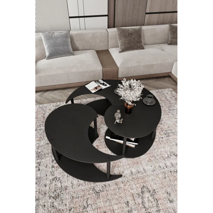 Skye Decor 'Yin Yang 3 70 - Black' Couchtisch-Set, Schwarz, 70 x 38 x 70 cm – Bild 3
