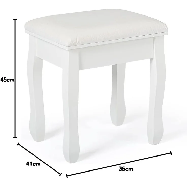 Mondeer Hocker Schminktisch, Schminkhocker, Sitzhocker Gepolstert, Rosenmuster Klavierhocker MDF Holz für Ankleidezimmer Schlafzimmer Eingang Flure, Weiß – Bild 9