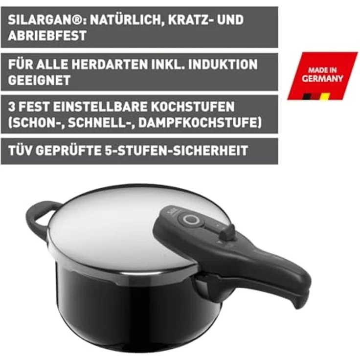 SILIT 'Sicomatic t-plus' Schnellkochtopf, Silargan schwarz, 4,5L – Bild 2