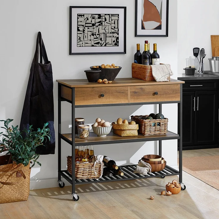 SoBuy FKW112-PF Kücheninsel, Spanplatte, Melamin, Braun, 100 x 93 x 45 cm – Bild 2