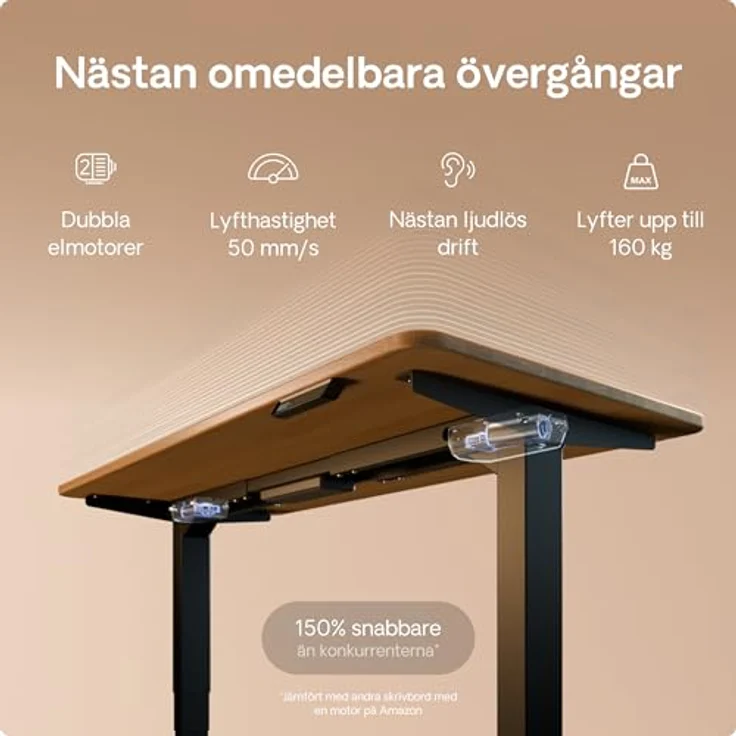 Desktronic Höhenverstellbarer Schreibtisch aus massivem Eichenholz (160x80 cm) – Elektrisch höhenverstellbar mit flüsterleisem Dual-Motor & Touchscreen – Hohe Tragfähigkeit – Stehtisch HomePro – Bild 4