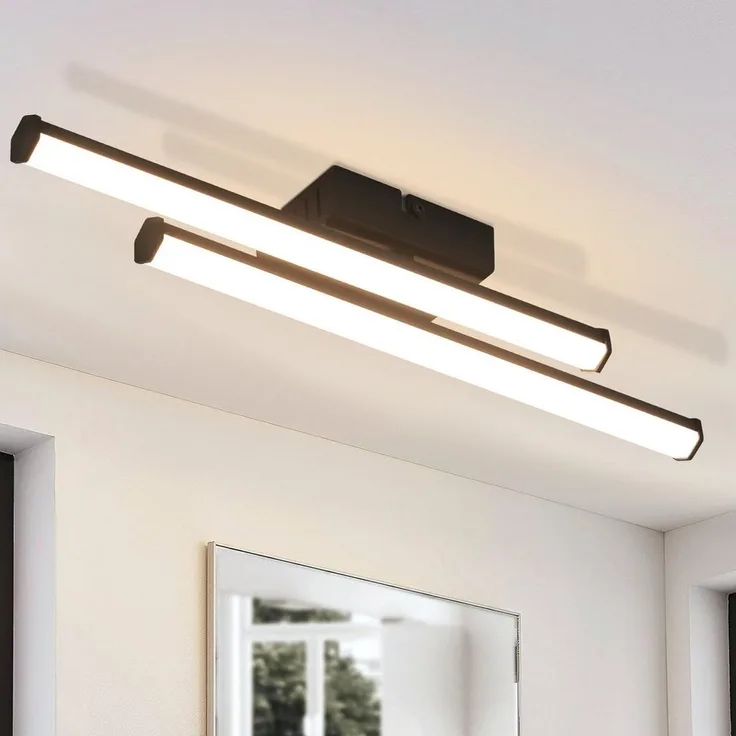 Nettlife LED Deckenleuchte Wohnzimmer Modern Schwarz 24W 3000K Warmweiß Schlafzimmer, LED fest integriert, Warmweiß, Innen LED Deckenbeleuchtung für Flur Küche