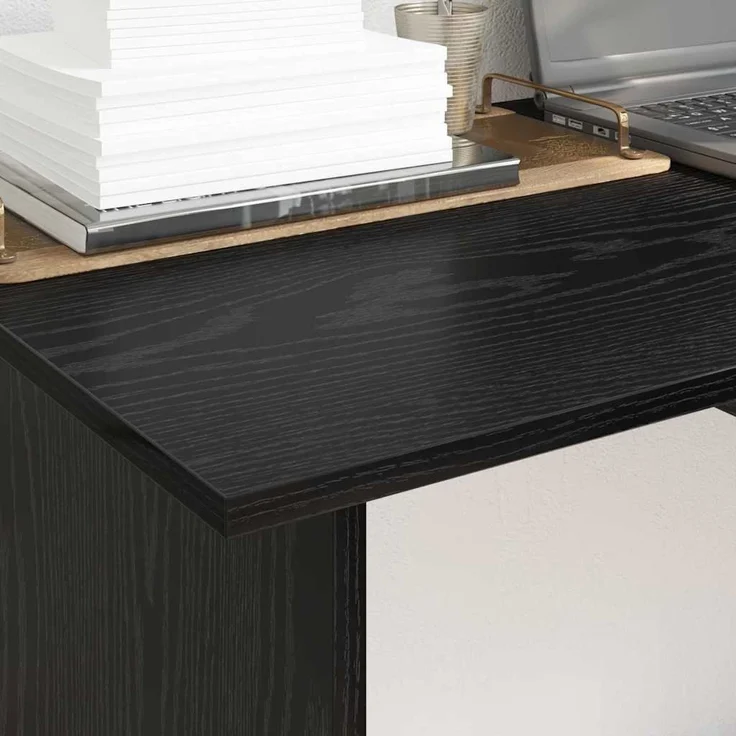 vidaXL Schreibtisch mit Speicher Schwarz Eichen-Optik 100 x 50 x 76 cm 875250 – Bild 3