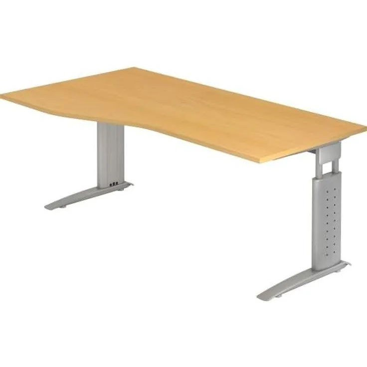 Schreibtisch US18 C-Fuß 180x100 / 80cm Buche Gestellfarbe: Silber