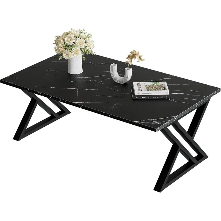 Modernes Couchtisch Teetisch Mit Schwarzem Metallrahmen 100 x 40 x 45 cm