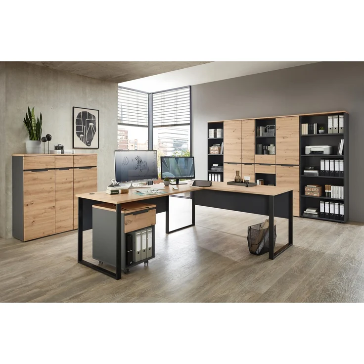 Komplettbüro MEMPHIS XI 9-teilig Front Artisan Eiche Korpus Graphit – Bild 1