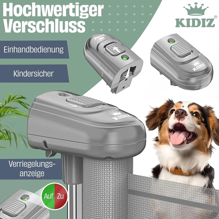 KIDIZ® Treppenschutzgitter Türschutzgitter ausziehbar bis 140/180cm | kindersicheres Treppengitter für Babys & Haustiere | Schutzgitter Treppen & Türen Absperrgitter inkl. Bodenanker & Montagezubehör Hellgrau, 0-180cm – Bild 3
