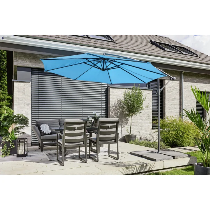 TrendLine Ampelschirm petrol Ø 300 cm mit Kurbel Sonnenschirm Gartenschirm – Bild 2