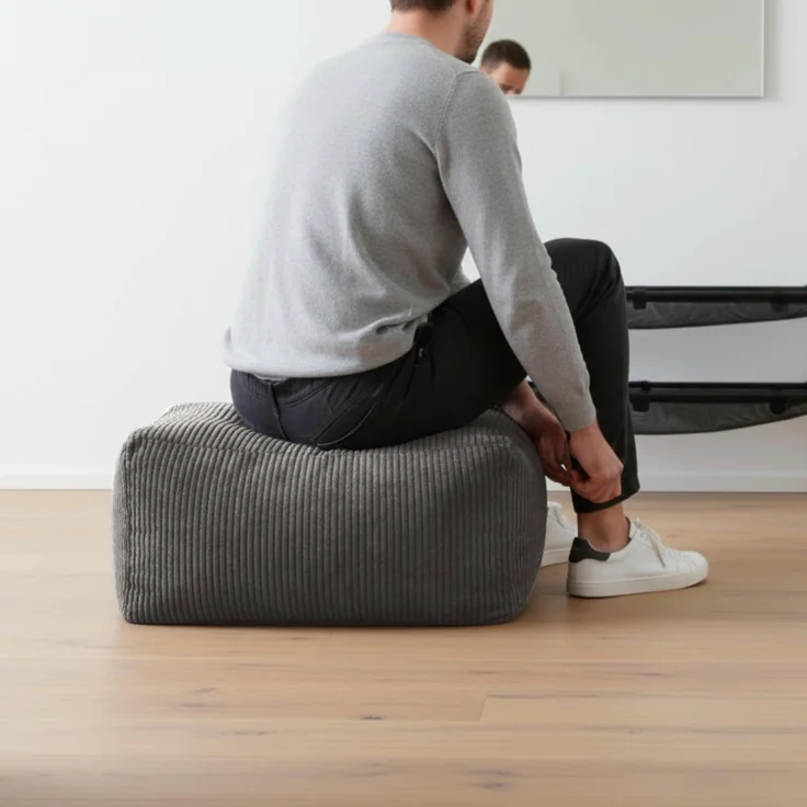 Green Bean® Indoor Sitzhocker Pouf 70x33x28cm EPS-Perlen Füllung & Cordstoff Kuschelig Weich Waschbar - Drinnen Bodenkissen Liegekissen Sitzkissen Sitzhocker Sessel Kinder Erwachsene Stoff Anthrazit – Bild 5