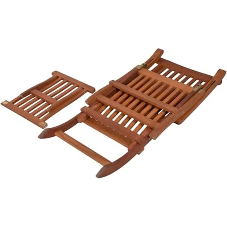 Spetebo Gartenliege Eukalyptus Deckchair mehrfach verstellbar - 163 x 56 cm, Stück, 1 St, Sonnenliege, Holz Gartenliege mit Fußteil klappbar – Bild 7