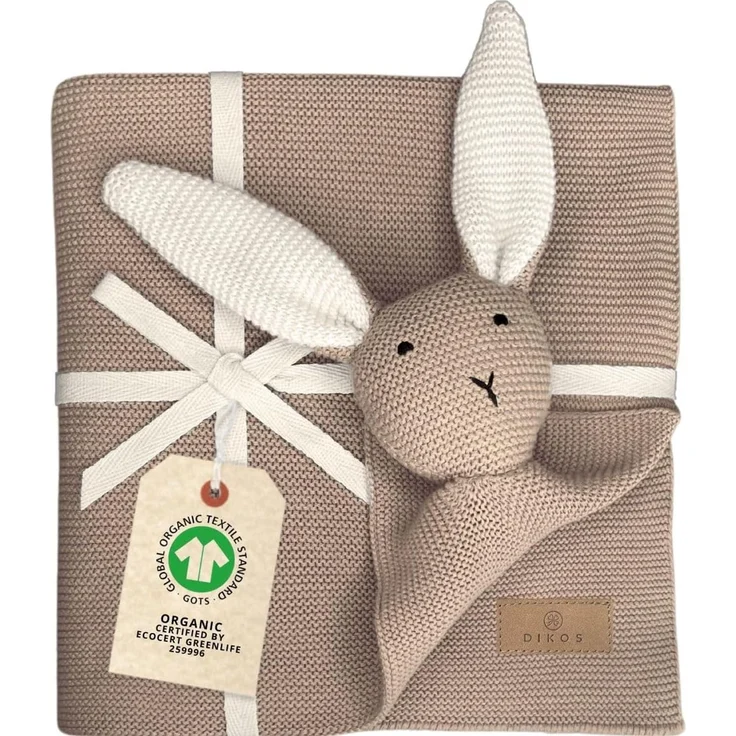 Babydecke DIKOS® Babydecke SCHMUSE-HASE Baby Geschenk Mädchen Junge Geschenkset, DIKOS, Geschenk zur Geburt, PREMIUM Qualität, 100 % BIO Baumwolle, nachhaltig – Bild 1