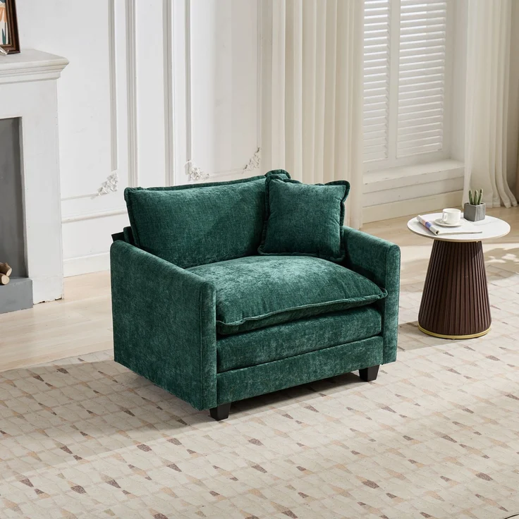 ZUBALIYA Sofa mit LED - Beleuchtung, mit Chenille - Bezug, mit Cordbezug, modular aufgebaut, aus Chenille, für Wohnzimmer und Apartments – Bild 2